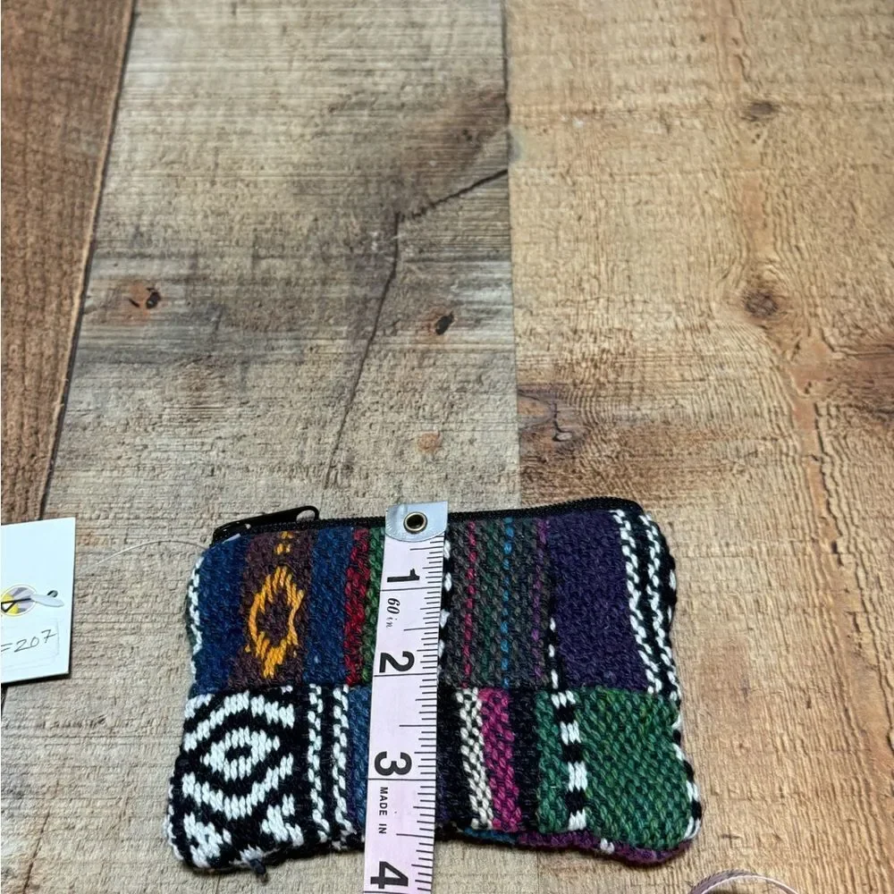 Blue Sky Pocket Purse Hand Made In Nepal Multi-Color Zipper Closure NWT Cotton
